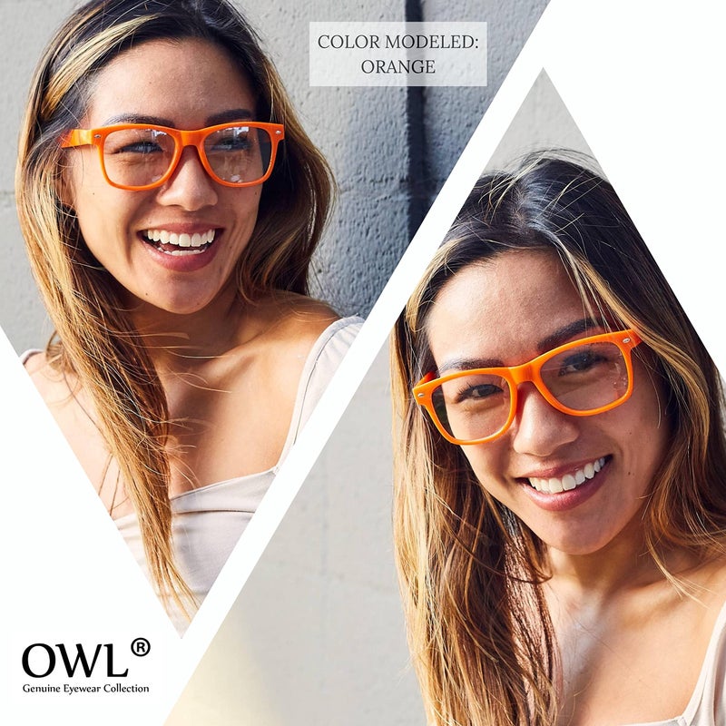 OWL Retro 80's Classic Vintage Sunglasses with Clear Lens Frame Color - Turquoise White Black Pink Blue Red - 6 Pack OWL Â® - Image 4